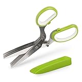 Herb Scissors, X-Chef Multipurpose Herb Shears with 5 Stainless Steel Blades and Cover