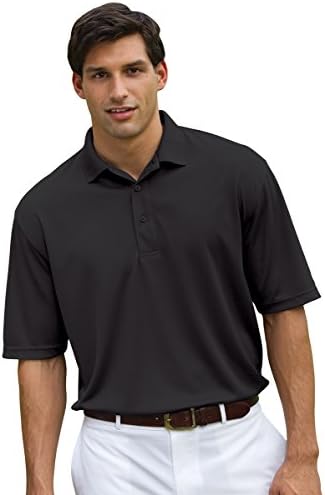 Whispering Pines Sportwear Men's Three Button Pique Polo Shirt, BLACK, L