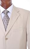 Men's Super 140's Merino Wool Single Breasted Tan Pinstripe Dress Suit