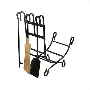 4 Piece Wrought Iron Tool Set with Log Holder