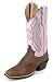 Justin Ladies 'Square Toe' Western Boots - Coffee & Pink