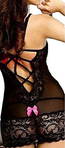 Awisi Women's Sleepwear Lingerie Lace Corset Dress G-strings Set 4 Sizes Available