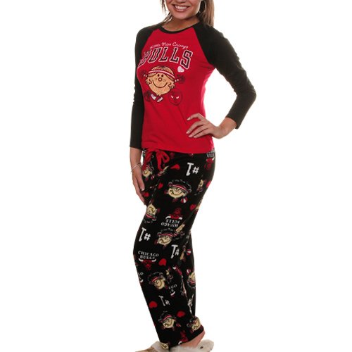 Chicago Bulls Ladies Red-Black Little Miss NBA 2-Piece Pajama Set (Medium)