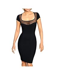 Girls Rayon/Spandex Short Sleeves Sheer Mesh Round Neck Bodycon Dress/Party Dress/Tunic/Midi Dress 