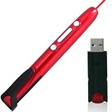 August LP170R Wireless Red Laser Presentation Pointer with RF Remote Page Changer and Short-Cut Keys for Start/End of a Presentation, Blank Screen/Resume and a Built-In Slot for the USB Receiver