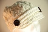 White Hand Knitted Short Soft Visor Trendy Newsboy Cab Driver Hat for Women.