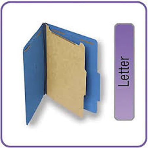 Quill® Partition Folders; 4 Fasteners, Blue, Letter Size - Box of 15
