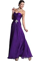 Strapless Chiffon Open-Back Sweetheart Floor Length Evening Dress/Mother-of-the-Bride Dress/Prom Dress 
