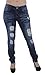 Style M380P - Plus Size Mid Waist Colombian Design Ripped Skinny Jeans