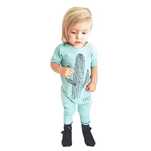 Gotd Newborn Infant Baby Boys Girls Short Sleeve Romper Jumpsuit Clothes (24M, Green)