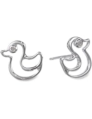 Sterling Silver Childrens Duck Button Earrings