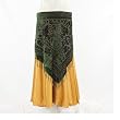 Green Burnout Velvet Triangular Hip Scarf/Shawl with Beaded Fringe