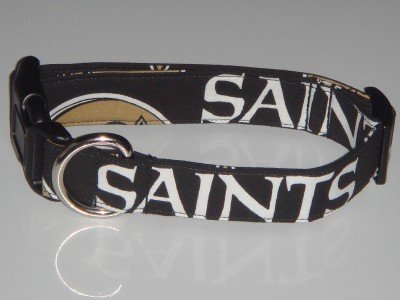 NFL New Orleans Saints Football Dog Collar White Black Large 1