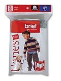 Hanes For Tots - Toddler Boys 6-Pack White Cotton Briefs - 249TBU (Size 4)