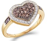 Chocolate Diamond Heart Ring Champagne 14k Yellow Gold (1/2 Carat)