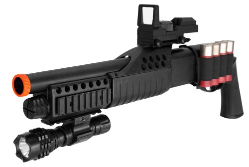 M180-B2 Spring Loaded Airsoft Shotgun W/ Laser Sight and Flashlight