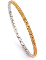 Sterling Silver Cubic Zirconium Silver with Orange Bangle