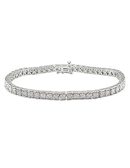 Sterling Silver Diamond Tennis Bracelets (0.032 Cttw, G-H Color, I3 Clarity), 7.25"