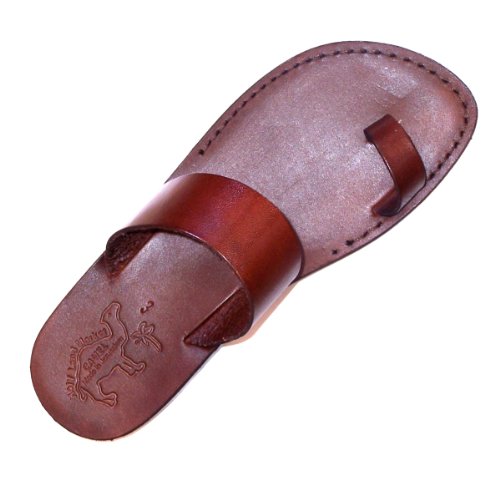 Unisex Adults/Children Genuine Leather Biblical Sandals / Flip flops (Jesus - Yashua) Finger Style - Holy Land Market Camel Trademark