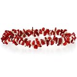 Genuine Freshwater Cultured Pearl and Red Genuine Sea Bamboo Coral Chip Stretch Bracelet