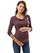 PattyBoutik Mama Cowl Neck Buttons Maternity Tunic Top (Heather Burgundy M)