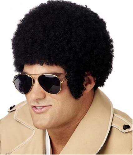 70s Style Black Tight Curl Afro Adult Costume Wig