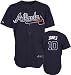 Chipper Jones Jersey: Adult 2010 Majestic Alternate Navy Replica #10 Atlanta Braves Jersey - Small