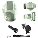 White Adjustable Deluxe Sportband / Workout Armband with Adaptable Neck Str ....