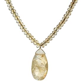 14k Yellow Gold Faceted Citrine w  Pear shaped Pendant Necklace, 18 by Amazon.com Collection