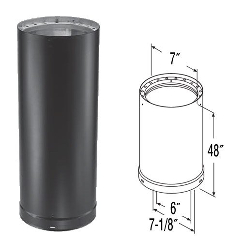 Chimney 69112 6 in. x 48 in. Dura-Vent DVL Double-Wall Black Pipe