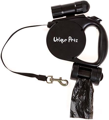 Unique Petz 3-in-1 Pet Retractable Leash, Black