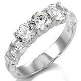 Sterling Silver Ladies Cubic Zirconia Fashion Ring - size 5