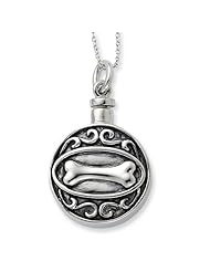 Sterling Silver Antiqued Dog Bone Ash Holder 18in Necklace