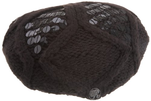 Replay Womens Black Sequin Knitted Hat - One Size