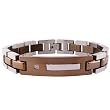 Men's Stainless Steel Bracelet with Diamond-Accent and Brown Plating, 8.25''