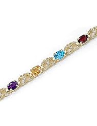 14kt Yellow Gold Oval Multi Color and Diamond Bracelet