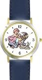 King Cobra Snake Charmer Animal - WATCHBUDDY® DELUXE TWO-TONE THEME WATCH - Arabic Numbers - Blue Leather Strap-Children's Size-Small ( Boy's Size & Girl's Size )