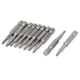 uxcell 五芒ドライバービット メタル 93g シルバートーン 磁気 50mm 6mm