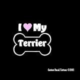 I Love My Terrier Dog Bone Car Window Decal Sticker 5"