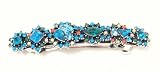 3 Hair Antique Silver Finish Barrette Hair Clip In Turquoise Color