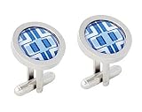Retro Blue Cross Chunky Dome Cufflinks