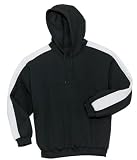 Sport-Tek Pullover Hooded Sweatshirt with Mesh Arm Stripe, Black/White, X-Large
