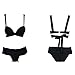 Blidece Swimsuit Sexy Swimwear Black Swim Bikini Bandeau Push-up Top Hipkini Bottom Black S