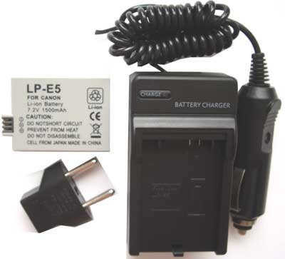Nextop-1 Canon LP-E5 Brand New 1500mAh COMPATIBLE Battery + Compatible Wall & Car Charger (FREE European Adaptor) for Canon LP-E5 Battery Canon EOS 450D Digital Rebel Xsi