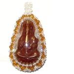 Kwan Yin Pendant 05 Spiritual Jasper Red God Gemstone Swarovski Beaded 2