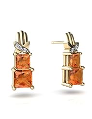 Genuine Fire Opal 14kt Yellow Gold Earrings