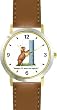 Cocker Spaniel Dog Cartoon or Comic - JP Animal - WATCHBUDDY&reg; DELUXE TWO-TONE THEME WATCH - Arabic Numbers - Brown Leather Strap-Size-Women's Size-Small