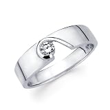 14K White Gold Round Diamond Women's Couple Wedding Ring Band (0.13 ctw., GH Color, SI Clarity)