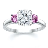 1.74 CT CUSHION DIAMOND W ROUND PINK SAPPHIRE RING 18K