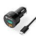 Aukey CC-T7 Quick Charge 3.0 Dual-Port Car Charger with Micro-USB Cable for LG G5, Samsung Galaxy S7/S6/Edge, Nexus 6P/5X, iPhone | Qualcomm Certified RS.1369.00